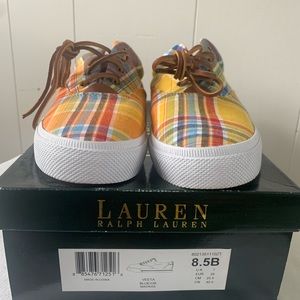 New Ralph Lauren Blue/Orange Madras Sneakers